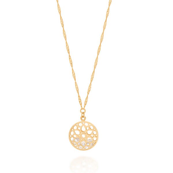 Gargantilha Banhada a Ouro 18K fio Singapura Branco
