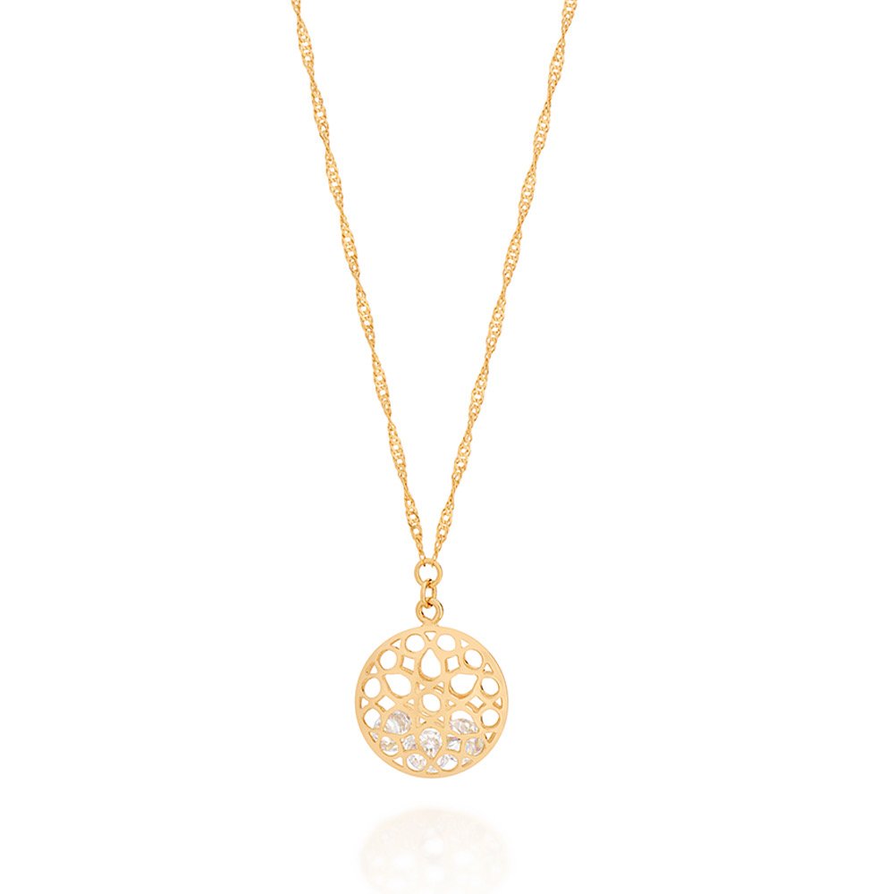 Gargantilha Banhada a Ouro 18K fio Singapura Branco
