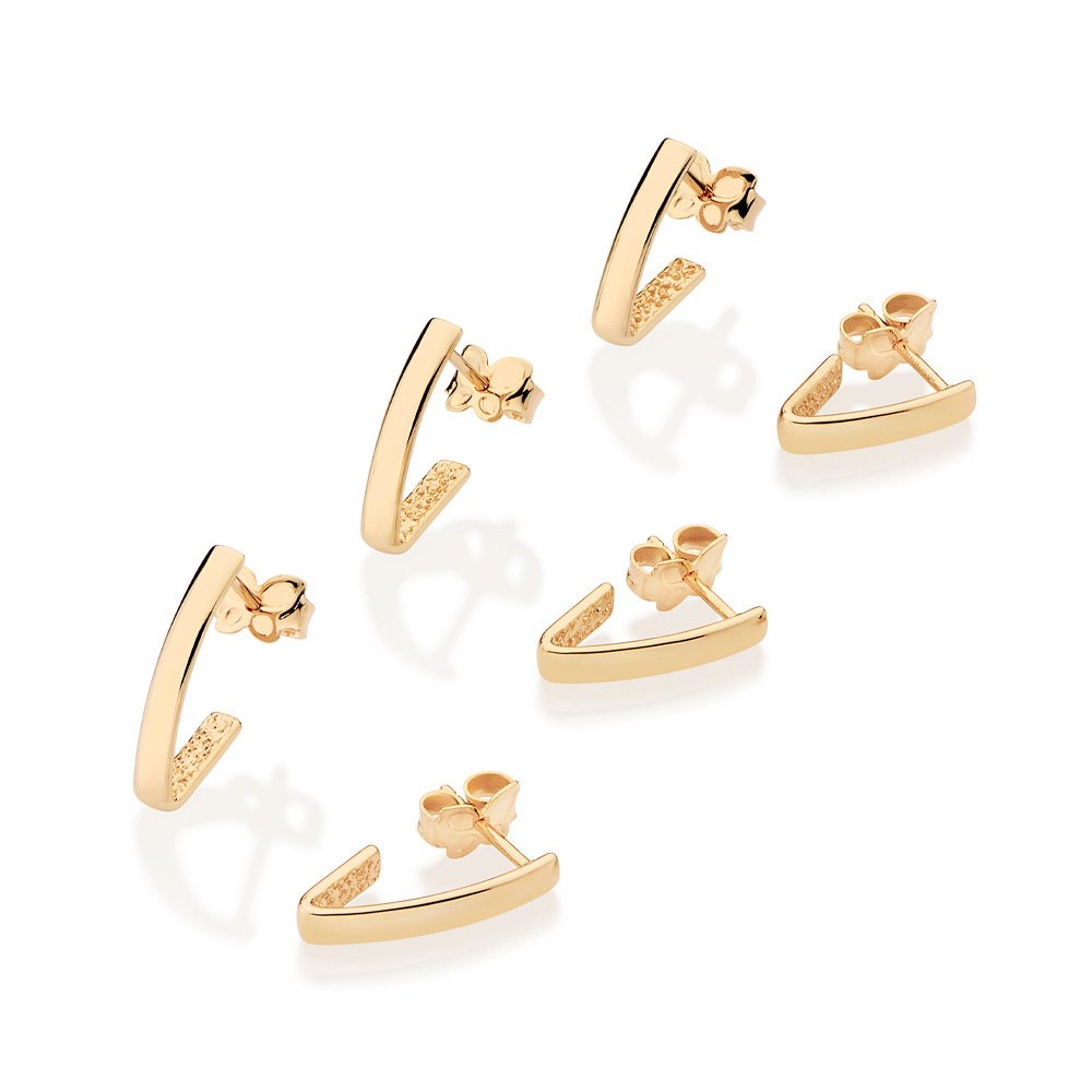 Brinco Meia Argola Banhado a Ouro 18K