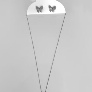 Conjunto Prata Borboleta em Aço
